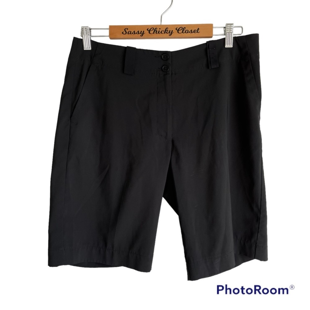 Nike Fit-Dry Ladies‎ Black Flat Front Modern Rise Tech Golf Shorts, 10